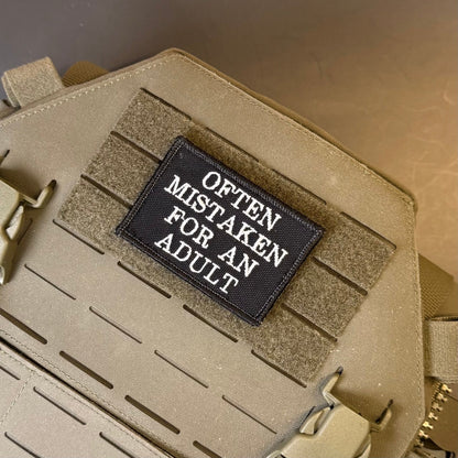 Often Mistaken For An Adult Funny Morale Patch, 2x3" | Made in USA | VELCRO® Brand Hook Backing - #LoneStar Adhesive#