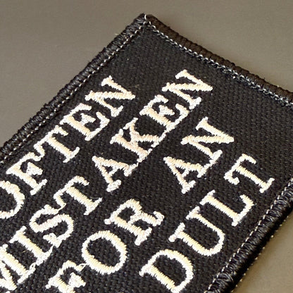 Often Mistaken For An Adult Funny Morale Patch, 2x3" | Made in USA | VELCRO® Brand Hook Backing - #LoneStar Adhesive#