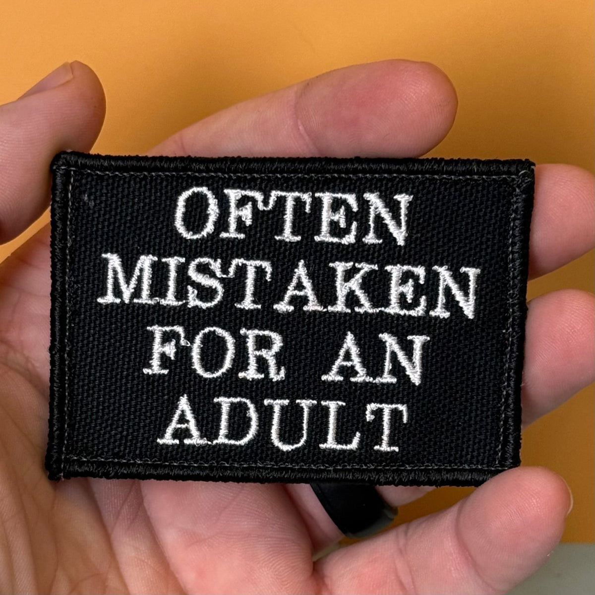 Often Mistaken For An Adult Funny Morale Patch, 2x3" | Made in USA | VELCRO® Brand Hook Backing - #LoneStar Adhesive#