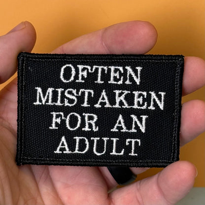 Often Mistaken For An Adult Funny Morale Patch, 2x3" | Made in USA | VELCRO® Brand Hook Backing - #LoneStar Adhesive#