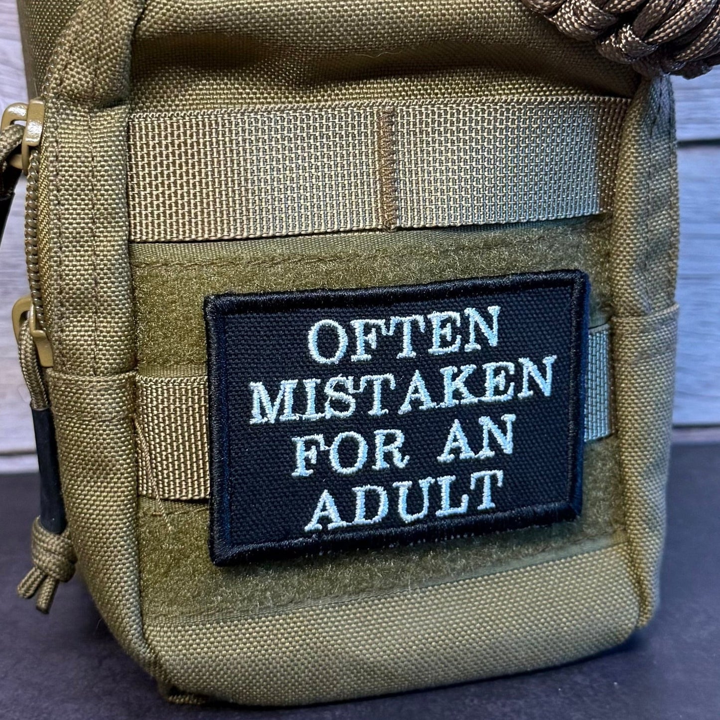 Often Mistaken For An Adult Funny Morale Patch | Made in USA | VELCRO® Brand Hook Backing - LoneStar Adhesive