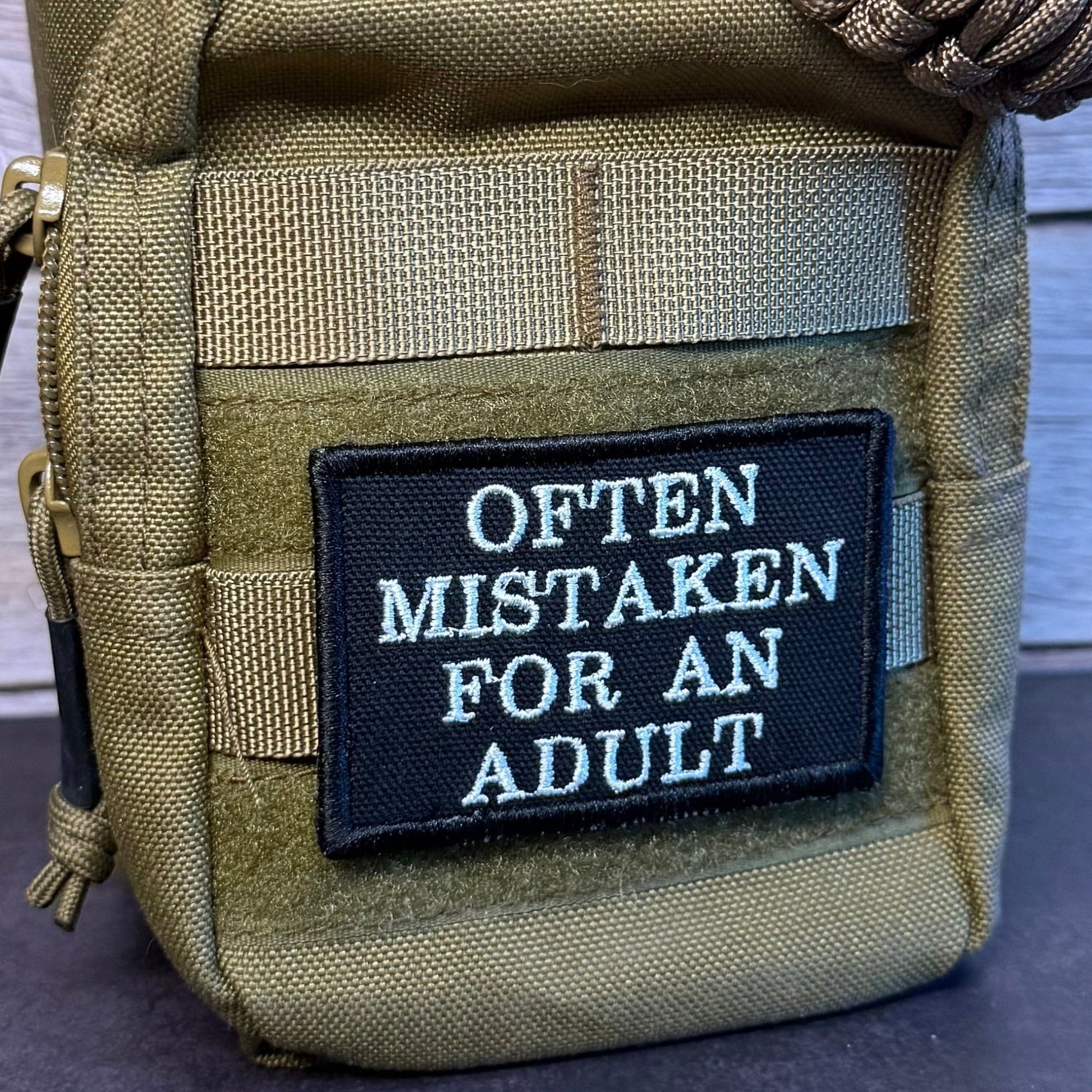 Often Mistaken For An Adult Funny Morale Patch | Made in USA | VELCRO® Brand Hook Backing - LoneStar Adhesive