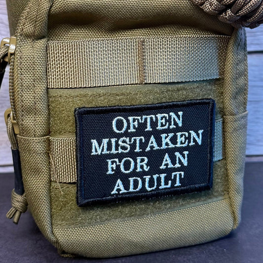 Often Mistaken For An Adult Funny Morale Patch | Made in USA | VELCRO® Brand Hook Backing - LoneStar Adhesive