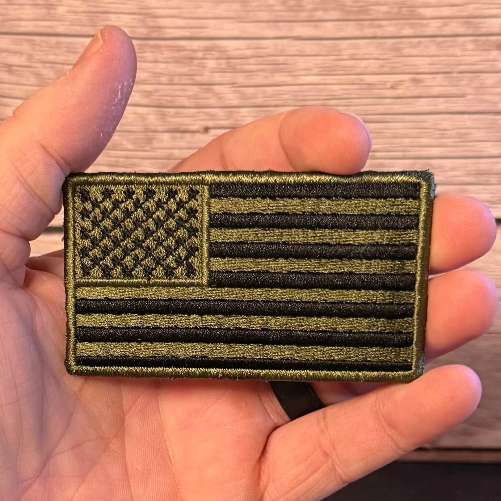 Olive OD Green Tactical American Flag Patch, 2x3.5" | Made in USA | VELCRO® Brand Hook Backing - LoneStar Adhesive