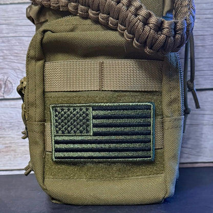 Olive OD Green Tactical American Flag Patch, 2x3.5" | Made in USA | VELCRO® Brand Hook Backing - LoneStar Adhesive
