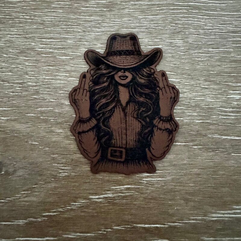 No Apologies Outlaw Cowgirl Leatherette Iron-On Patch