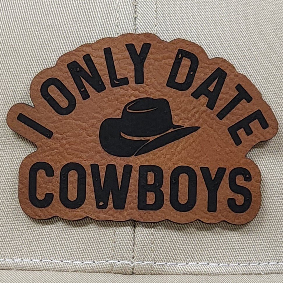 Only Date Cowboys Engraved Leatherette Hat Patch - MR01 - LoneStar Adhesive