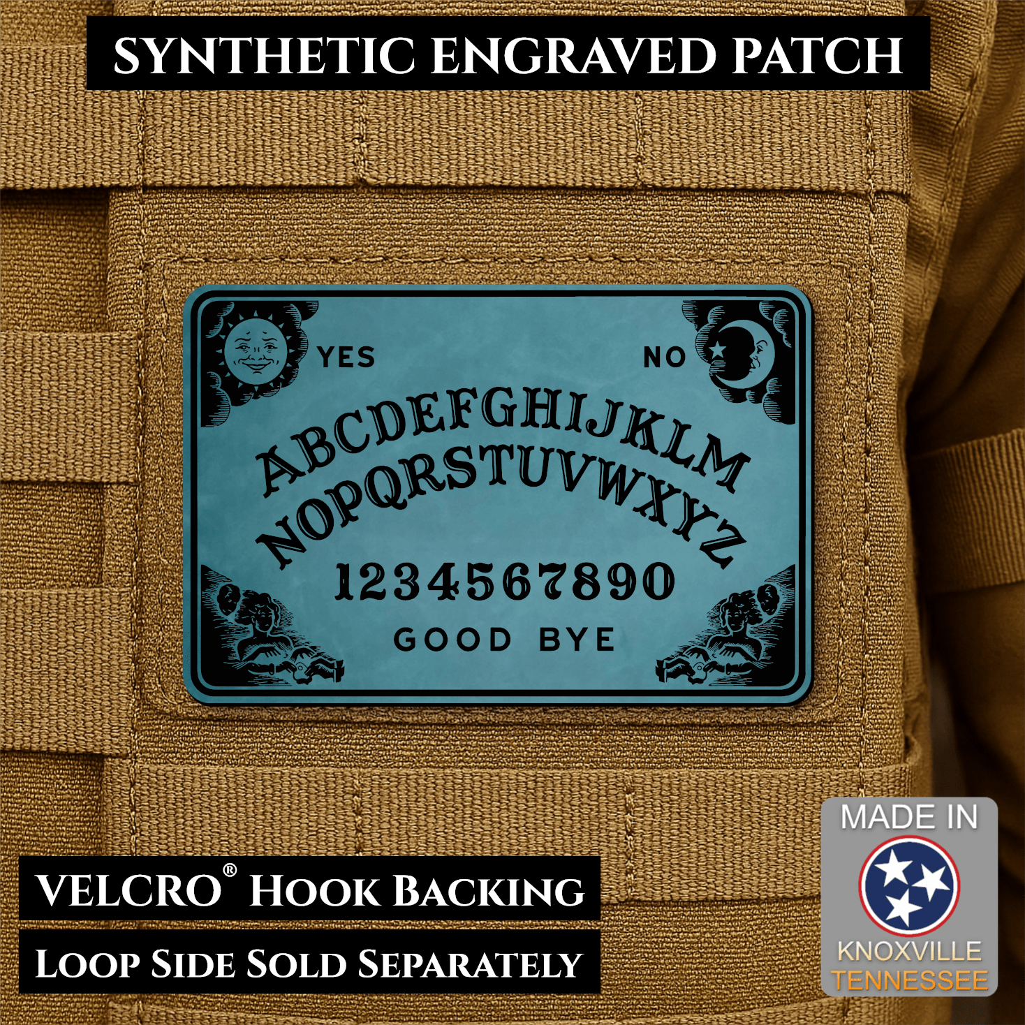 Ouija Talking Spirit Board Funny Morale Patch | Made in USA | VELCRO® Brand Hook Backing - LoneStar Adhesive