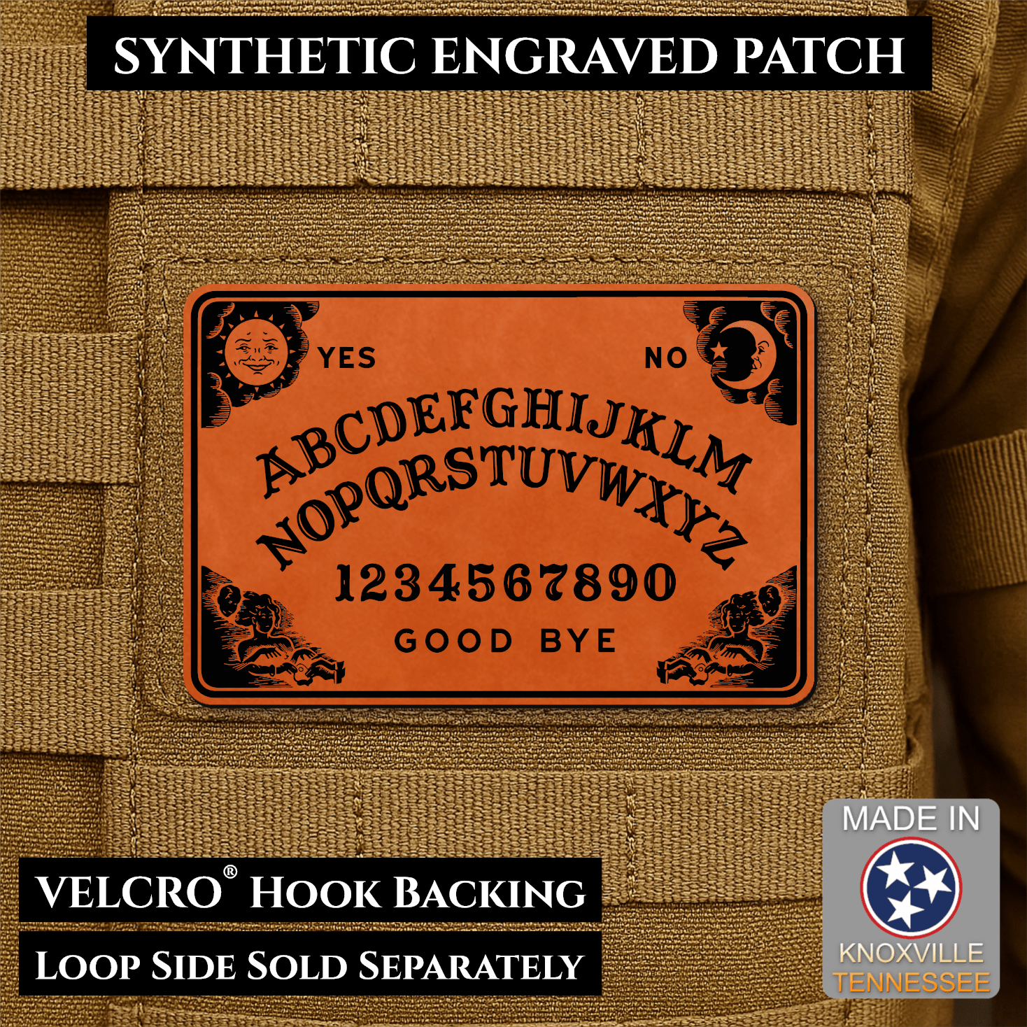 Ouija Talking Spirit Board Funny Morale Patch | Made in USA | VELCRO® Brand Hook Backing - LoneStar Adhesive