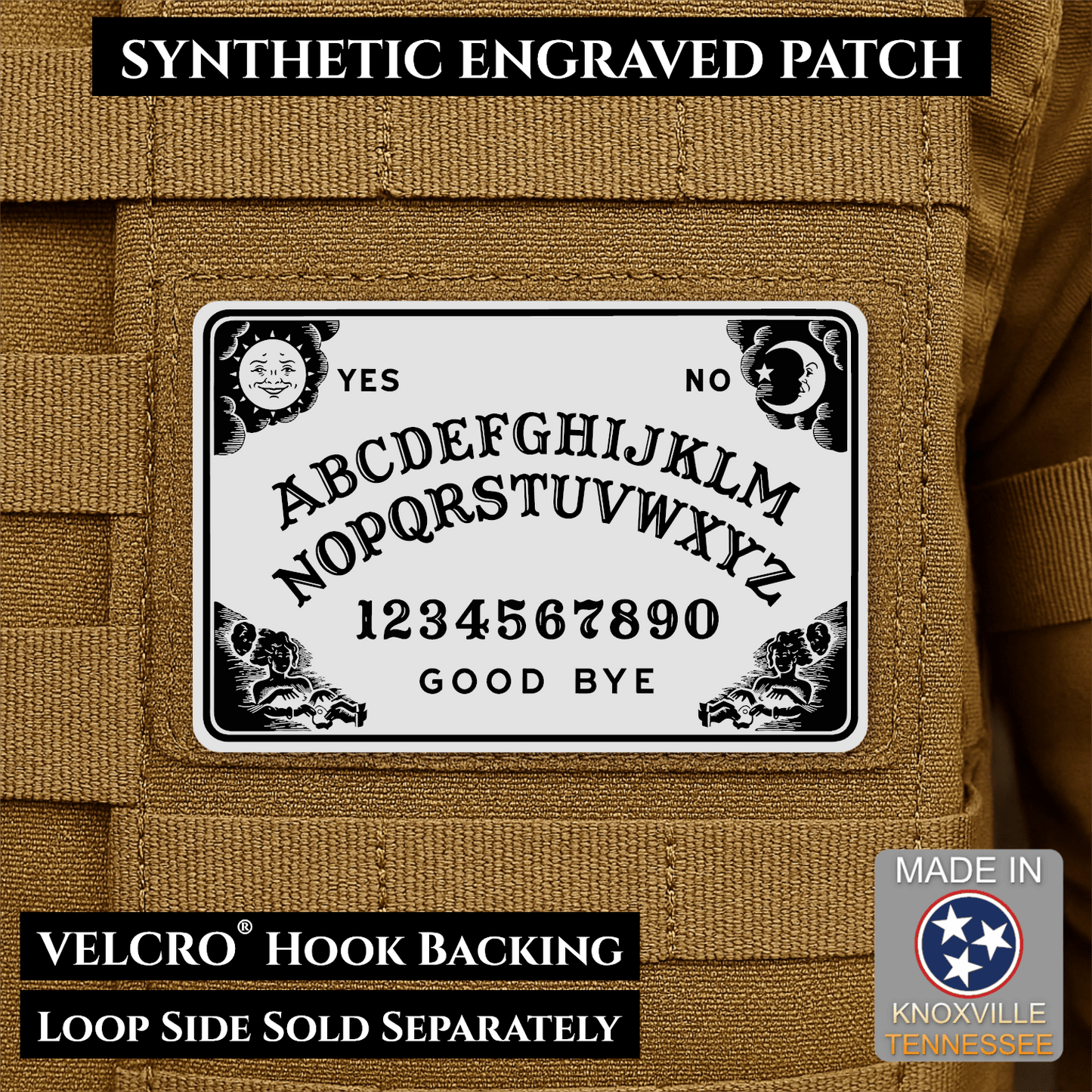 Ouija Talking Spirit Board Funny Morale Patch | Made in USA | VELCRO® Brand Hook Backing - LoneStar Adhesive