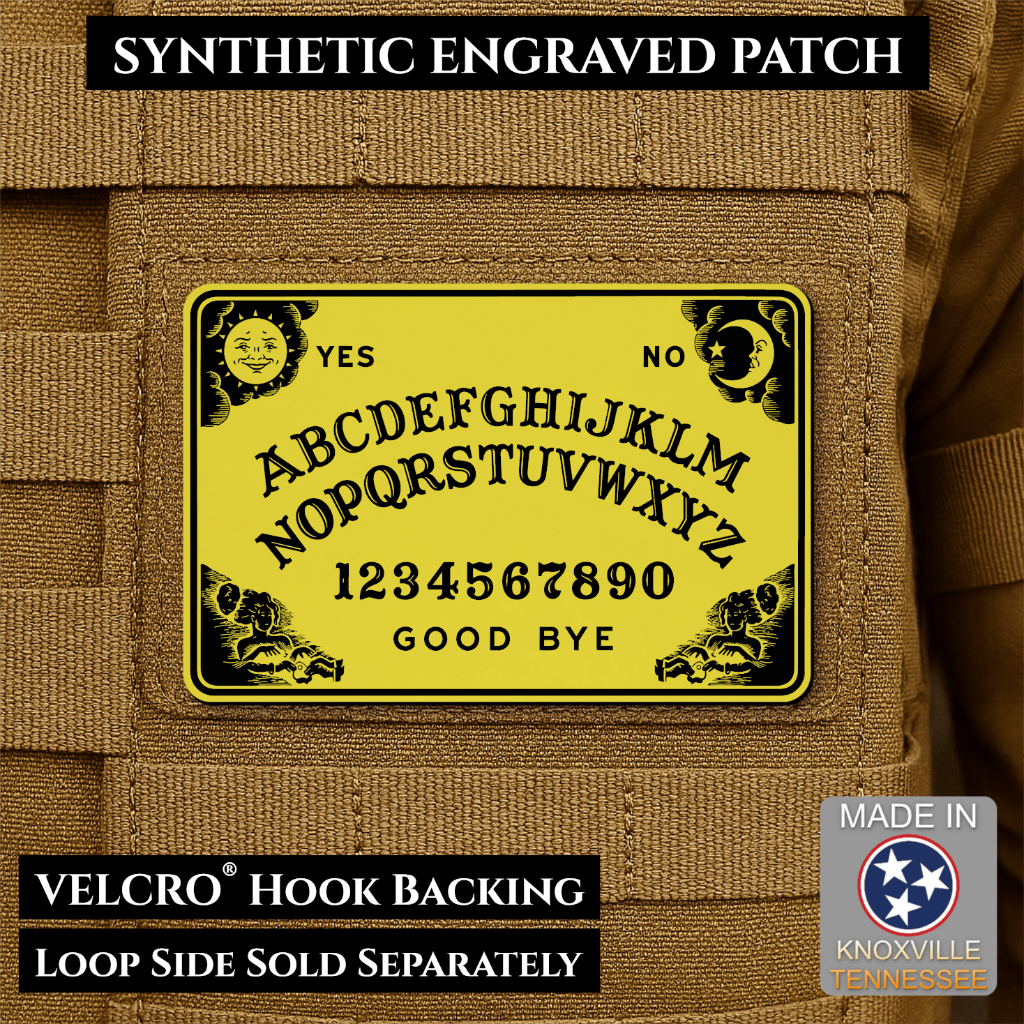 Ouija Talking Spirit Board Funny Morale Patch | Made in USA | VELCRO® Brand Hook Backing - LoneStar Adhesive