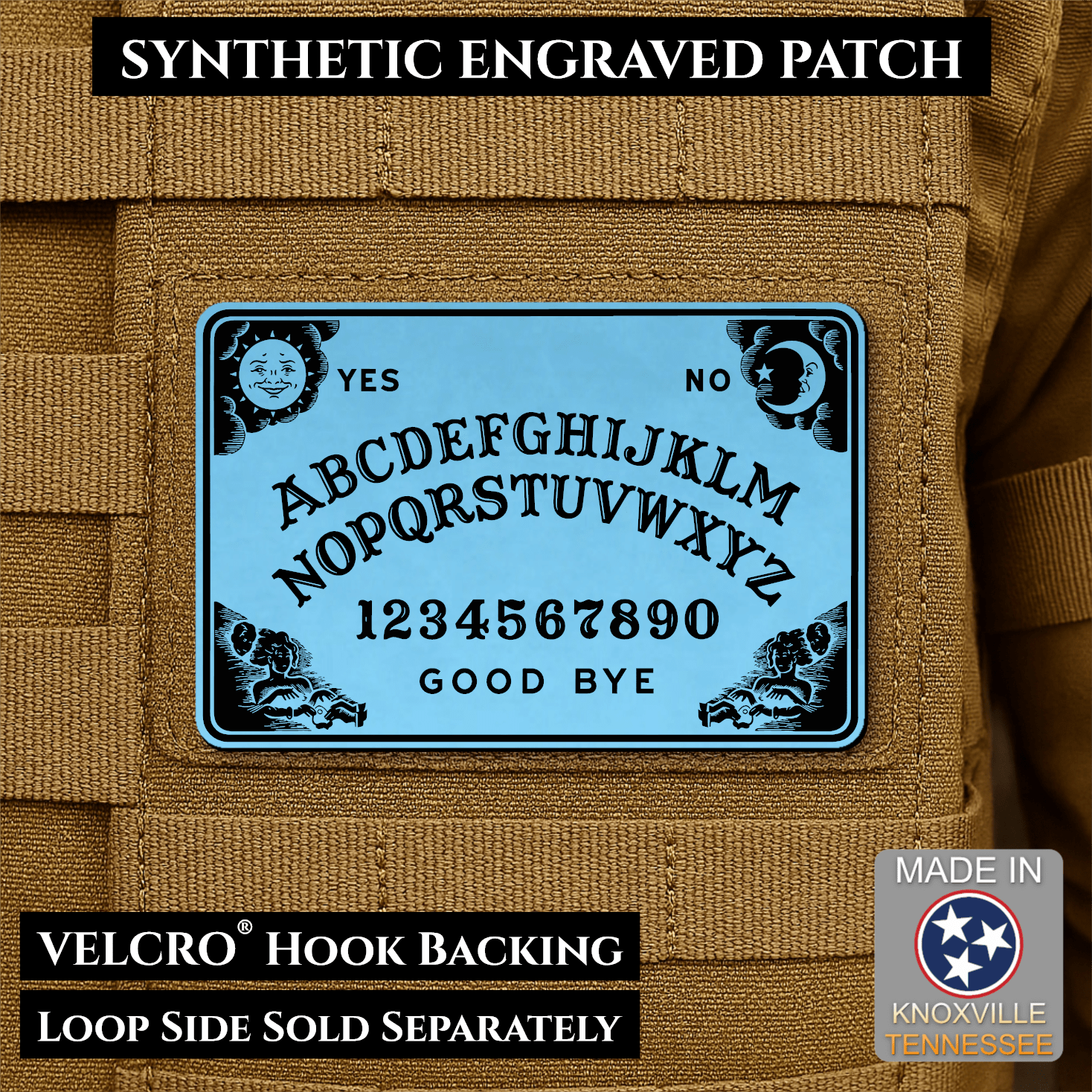 Ouija Talking Spirit Board Funny Morale Patch | Made in USA | VELCRO® Brand Hook Backing - LoneStar Adhesive