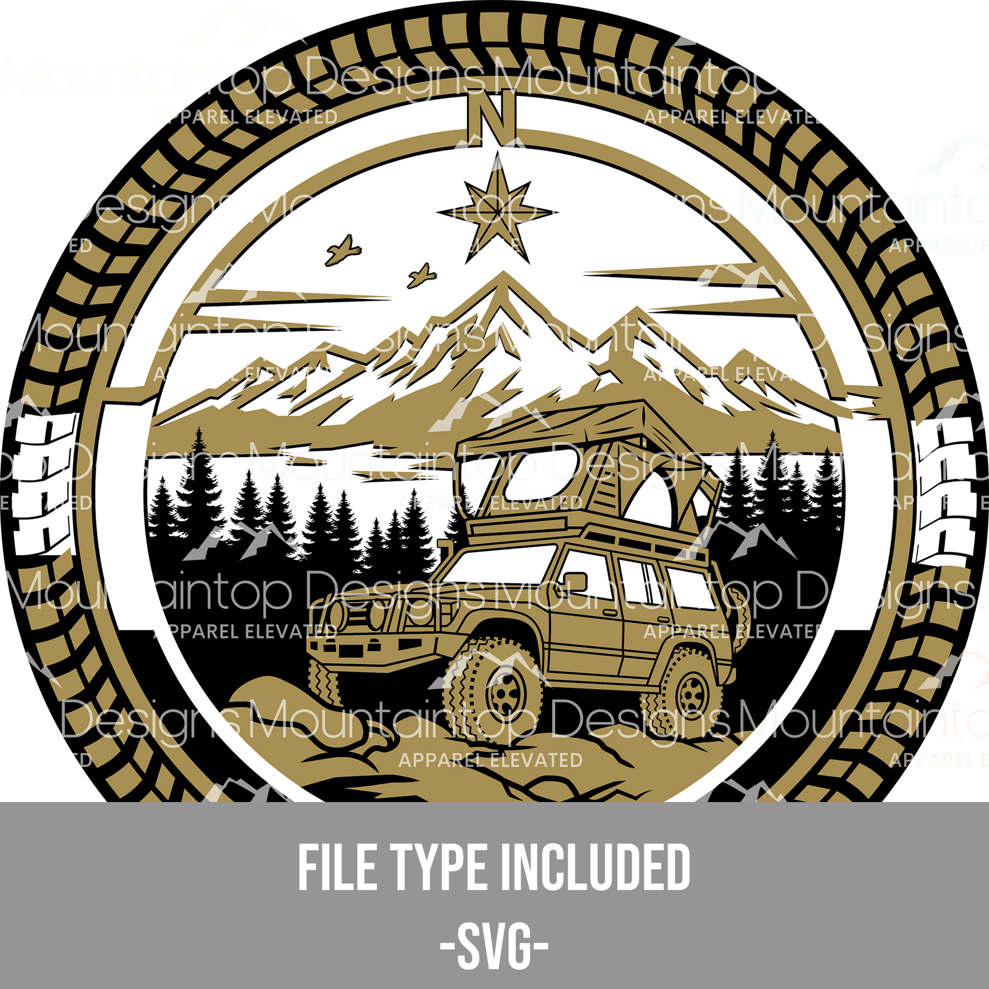 Overlanding Adventure Circular – SVG Digital File for Tri - Layer Engraving - LoneStar Adhesive