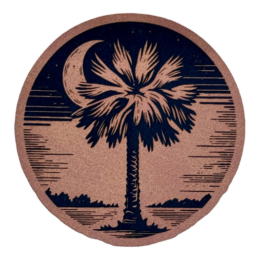 Palmetto Tree & Moon - Water leatherette Patch - #LoneStar Adhesive#
