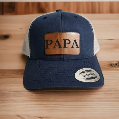 Papa Leather Patch Trucker Hat for Grandfather - #LoneStar Adhesive#