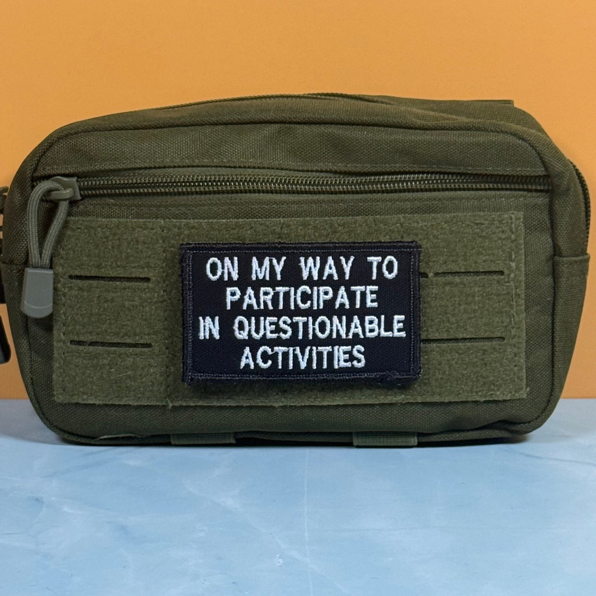 Participate In Questionable Activities Funny Morale Patch, 2x3.5" | Made in USA | VELCRO® Brand Hook Backing - #LoneStar Adhesive#