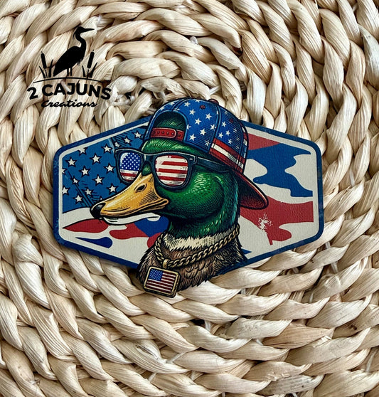 Patriotic Duck UV Printed Hat Patch - LoneStar Adhesive