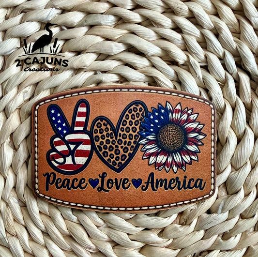 Peace Love America UV Printed Hat Patch - LoneStar Adhesive