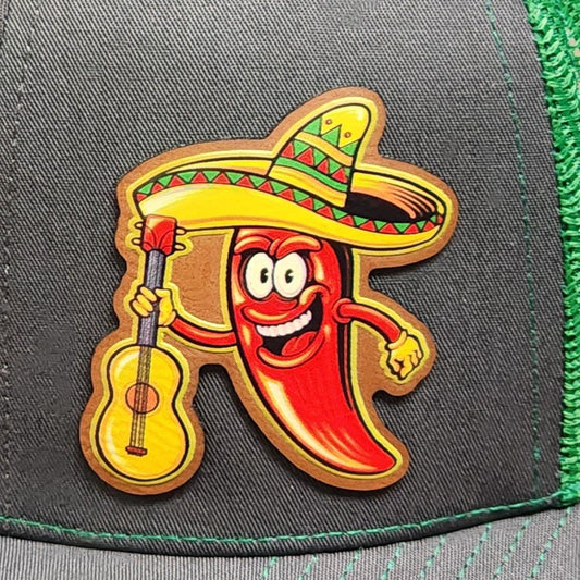 Pepper Sombrero UV Printed Leatherette Hat Patch - MR1 - LoneStar Adhesive