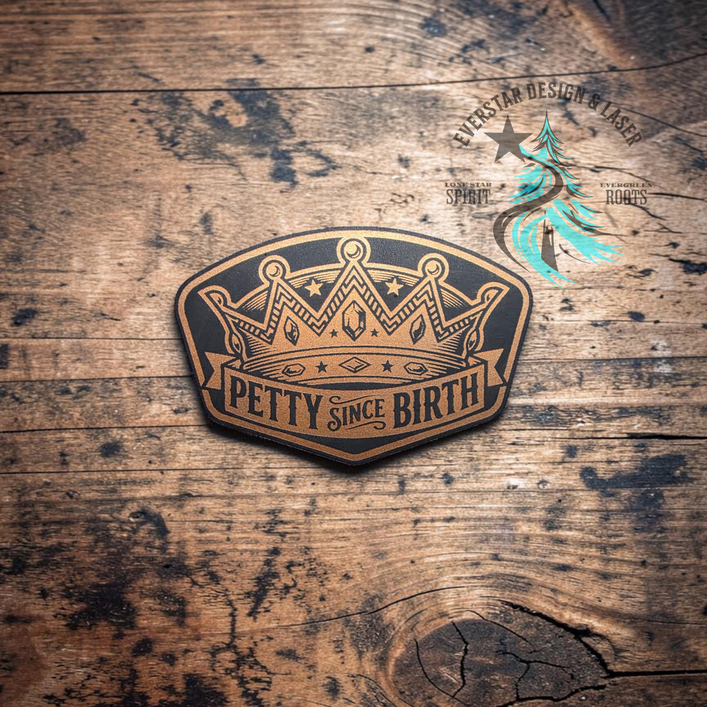 Petty Since Birth Shimmer Silver, Gold or Copper Leather Patch