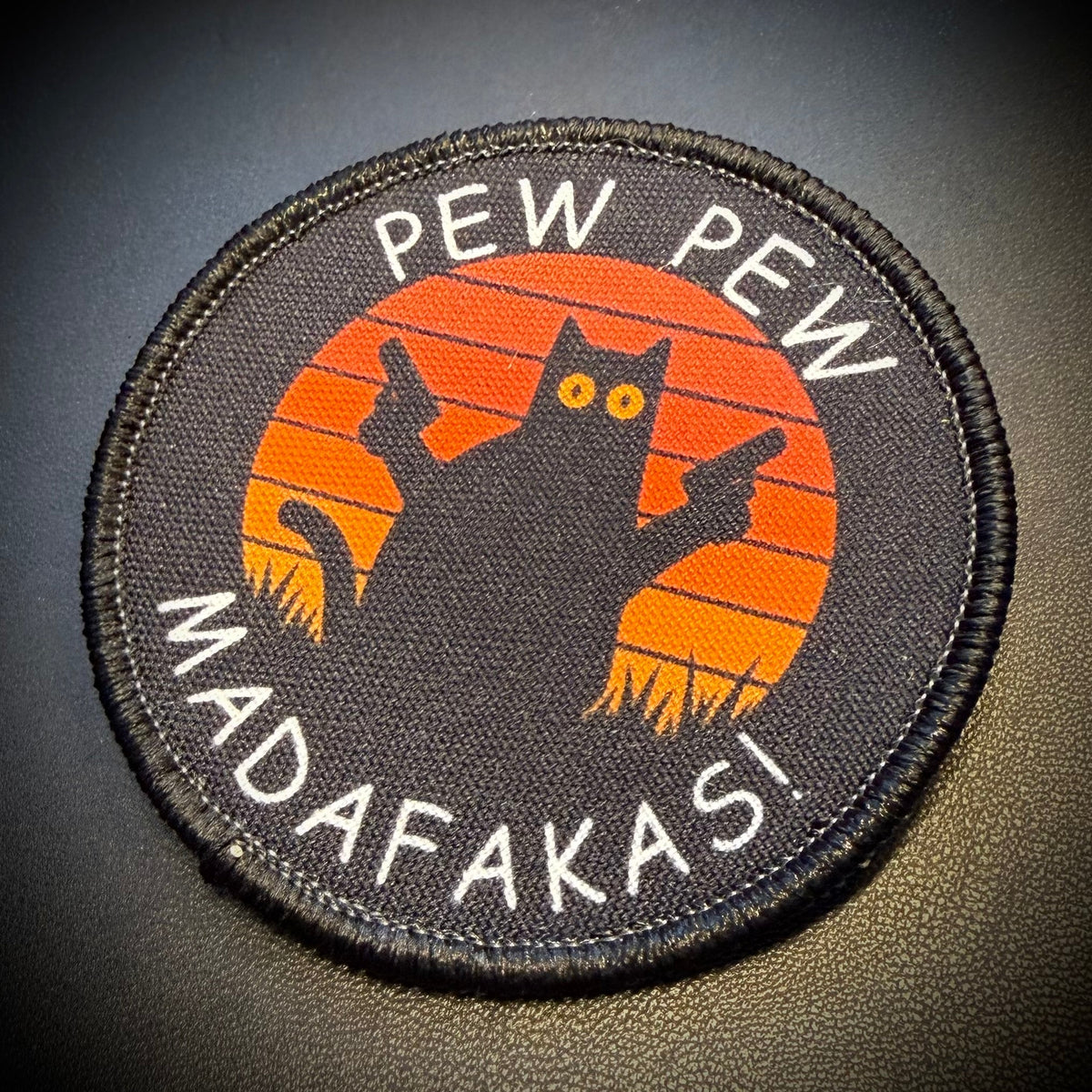 Pew Pew Madafakas Funny Cat Printed Morale Patch, 3" Round | VELCRO® Brand Hook Backing - #LoneStar Adhesive#