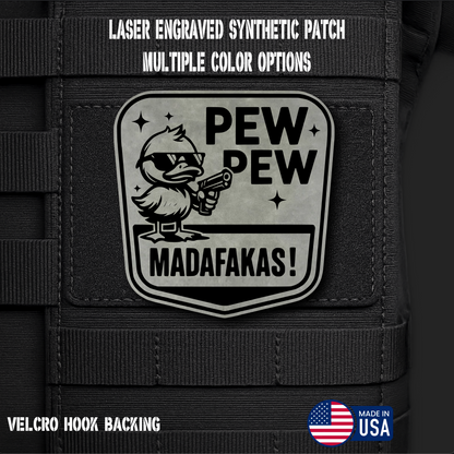Pew Pew Madafakas Funny Morale Patch | Made in USA | VELCRO® Brand Hook Backing