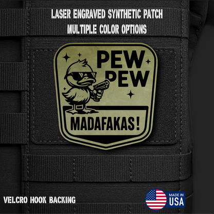 Pew Pew Madafakas Funny Morale Patch | Made in USA | VELCRO® Brand Hook Backing