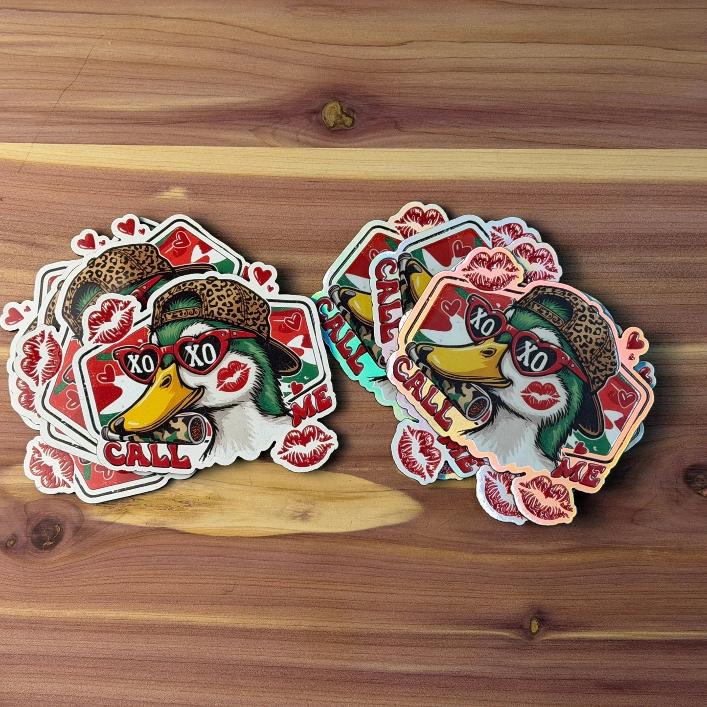 Pink Duck Camo "Call Me" - Valentine's Day | UV Printed Leather Hat Patch | Shop On Vacation Through 1/8. Orders Will Process on 1/9 - LoneStar Adhesive