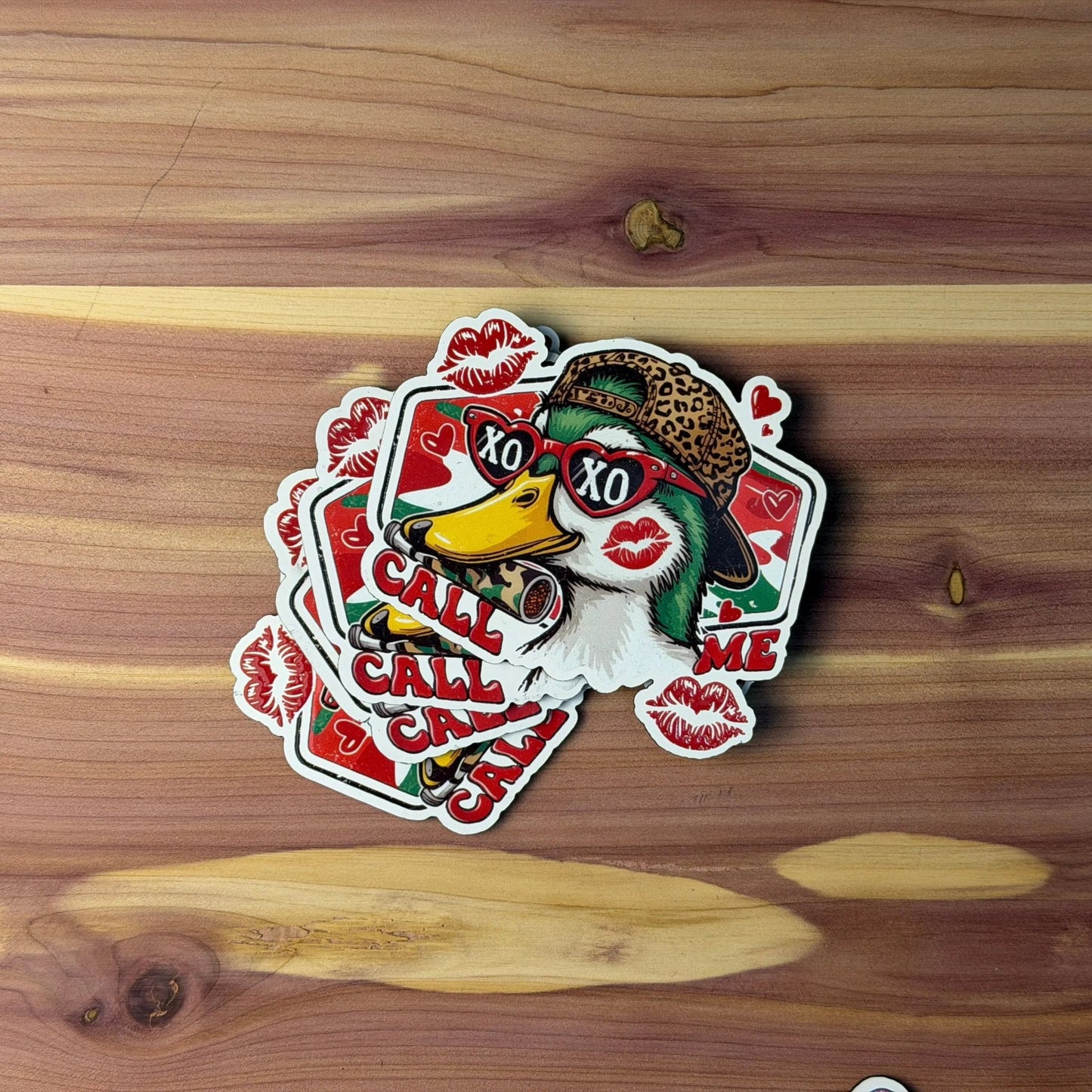 Pink Duck Camo "Call Me" - Valentine's Day | UV Printed Leather Hat Patch | Shop On Vacation Through 1/8. Orders Will Process on 1/9 - LoneStar Adhesive