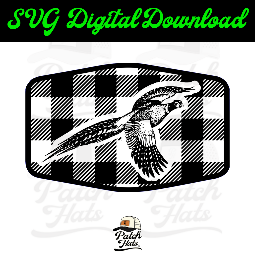 Plaid Pheasant SVG Hat Patch File - LoneStar Adhesive