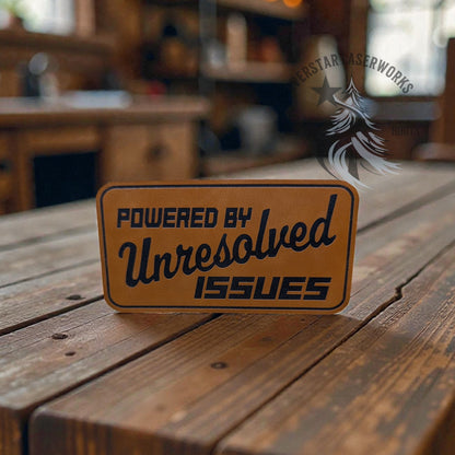 Powered by Unresolved Issues Leather Patch - LoneStar Adhesive
