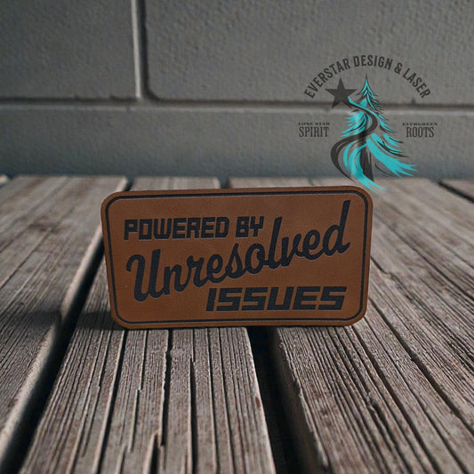 Powered by Unresolved Issues Leather Patch - LoneStar Adhesive
