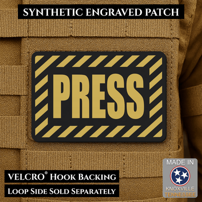 PRESS Media Journalist ID Morale Patch | Made in USA | VELCRO® Brand Hook Backing - LoneStar Adhesive