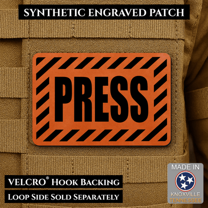 PRESS Media Journalist ID Morale Patch | Made in USA | VELCRO® Brand Hook Backing - LoneStar Adhesive