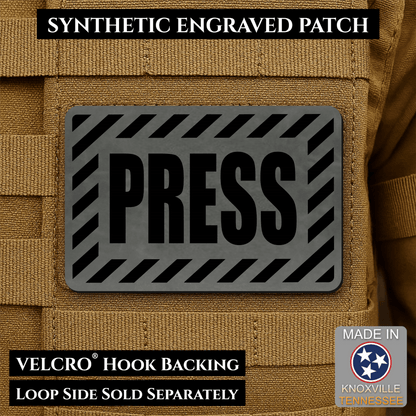 PRESS Media Journalist ID Morale Patch | Made in USA | VELCRO® Brand Hook Backing - LoneStar Adhesive