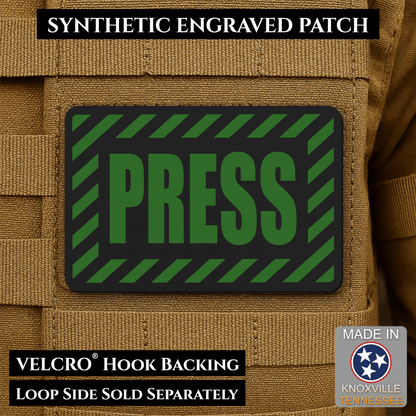 PRESS Media Journalist ID Morale Patch | Made in USA | VELCRO® Brand Hook Backing - LoneStar Adhesive