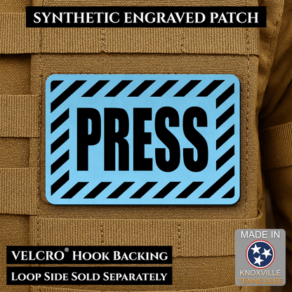 PRESS Media Journalist ID Morale Patch | Made in USA | VELCRO® Brand Hook Backing - LoneStar Adhesive