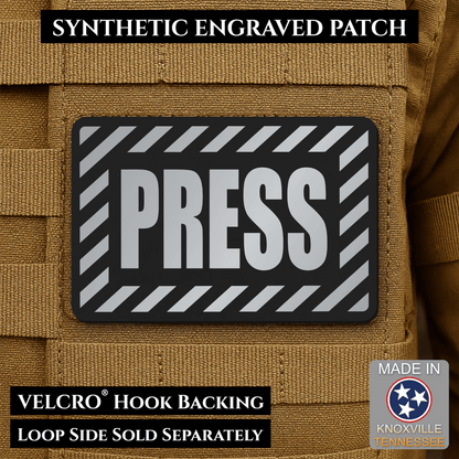 PRESS Media Journalist ID Morale Patch | Made in USA | VELCRO® Brand Hook Backing - LoneStar Adhesive