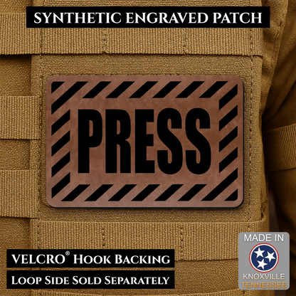 PRESS Media Journalist ID Morale Patch | Made in USA | VELCRO® Brand Hook Backing - LoneStar Adhesive