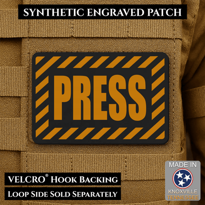 PRESS Media Journalist ID Morale Patch | Made in USA | VELCRO® Brand Hook Backing - LoneStar Adhesive