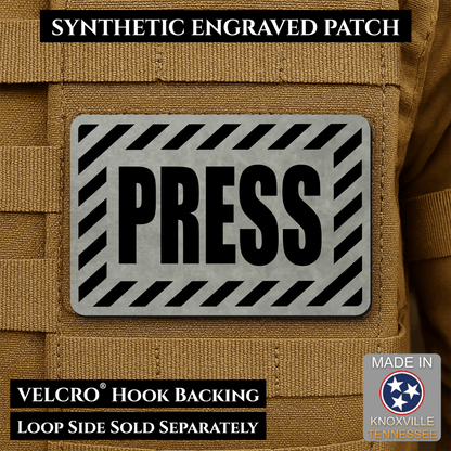 PRESS Media Journalist ID Morale Patch | Made in USA | VELCRO® Brand Hook Backing - LoneStar Adhesive