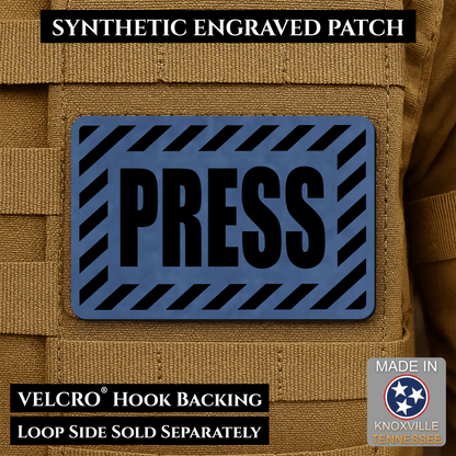 PRESS Media Journalist ID Morale Patch | Made in USA | VELCRO® Brand Hook Backing - LoneStar Adhesive