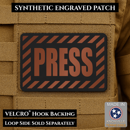 PRESS Media Journalist ID Morale Patch | Made in USA | VELCRO® Brand Hook Backing - LoneStar Adhesive