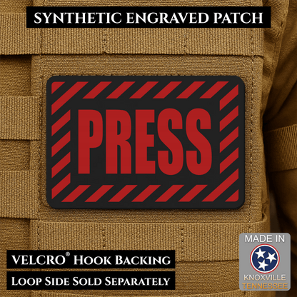 PRESS Media Journalist ID Morale Patch | Made in USA | VELCRO® Brand Hook Backing - LoneStar Adhesive