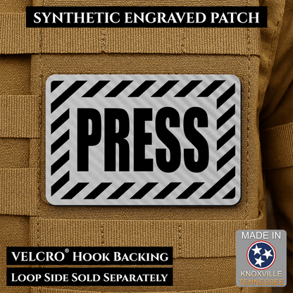 PRESS Media Journalist ID Morale Patch | Made in USA | VELCRO® Brand Hook Backing - LoneStar Adhesive