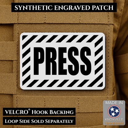 PRESS Media Journalist ID Morale Patch | Made in USA | VELCRO® Brand Hook Backing - LoneStar Adhesive