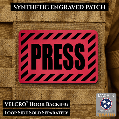 PRESS Media Journalist ID Morale Patch | Made in USA | VELCRO® Brand Hook Backing - LoneStar Adhesive