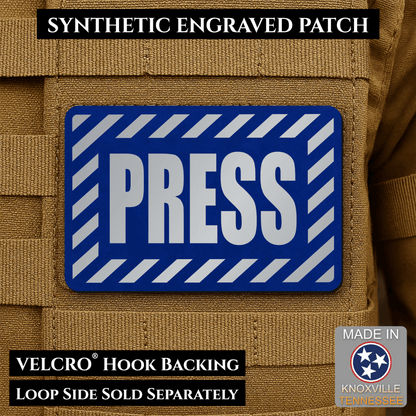 PRESS Media Journalist ID Morale Patch | Made in USA | VELCRO® Brand Hook Backing - LoneStar Adhesive