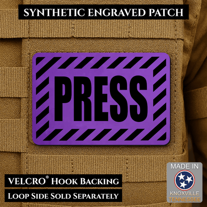 PRESS Media Journalist ID Morale Patch | Made in USA | VELCRO® Brand Hook Backing - LoneStar Adhesive