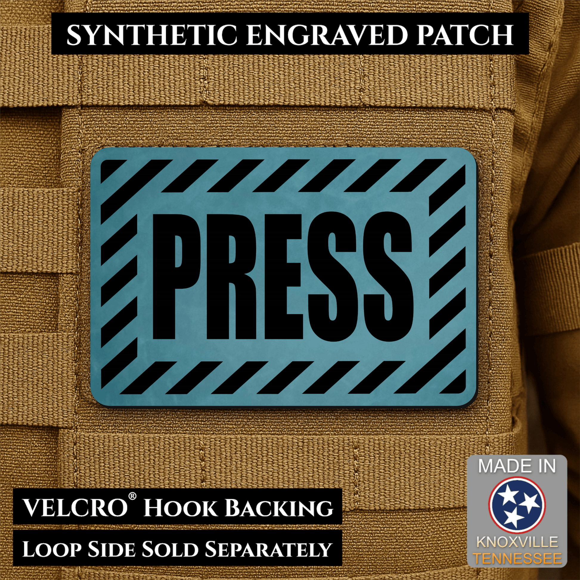 PRESS Media Journalist ID Morale Patch | Made in USA | VELCRO® Brand Hook Backing - LoneStar Adhesive